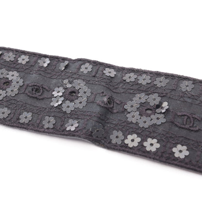 ココマーク ベルト フラワー スパンコール ファブリック レザー ブラック シルバー金具 06P シャネル 財布・小物 CHANEL