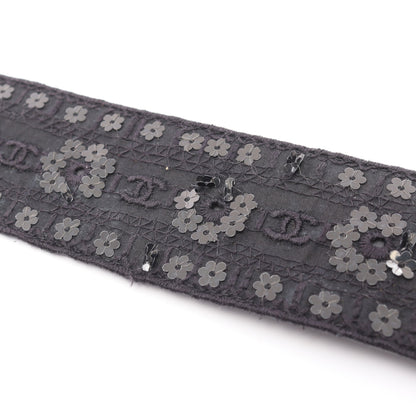 ココマーク ベルト フラワー スパンコール ファブリック レザー ブラック シルバー金具 06P シャネル 財布・小物 CHANEL