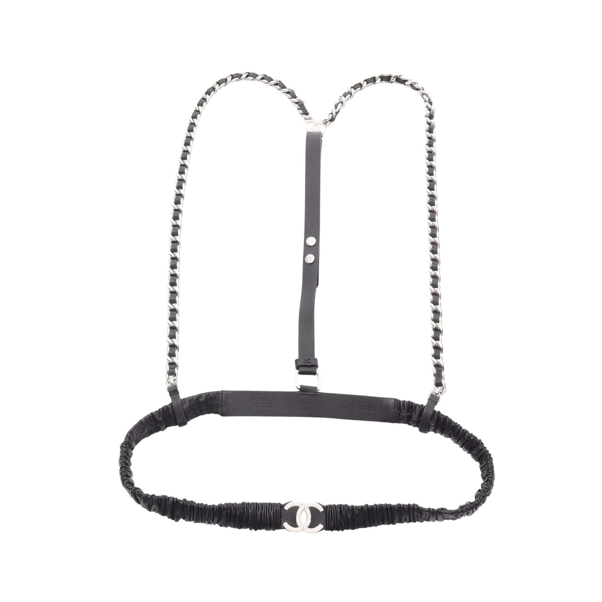 ココマーク ベルト レザー ブラック シルバー金具 チェーンストラップ付き A22C シャネル 財布・小物 CHANEL