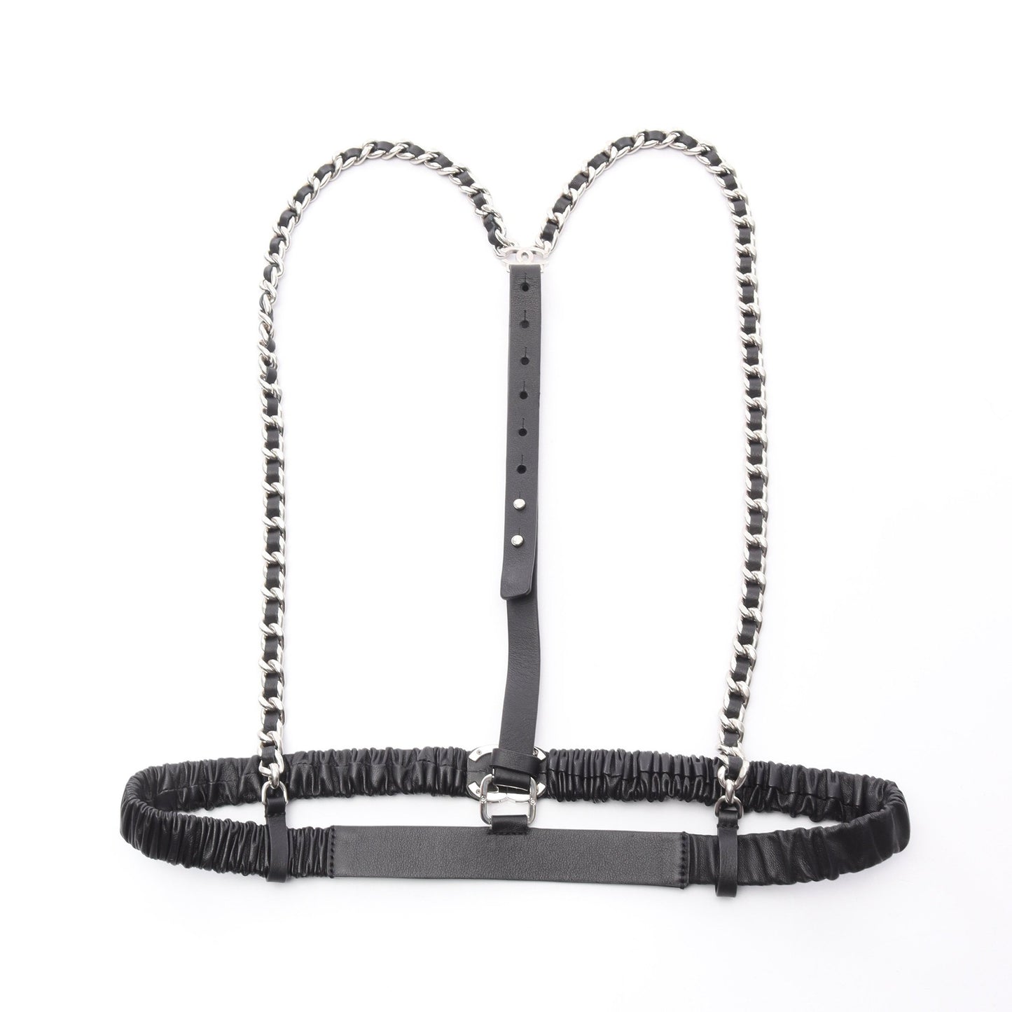 ココマーク ベルト レザー ブラック シルバー金具 チェーンストラップ付き A22C シャネル 財布・小物 CHANEL